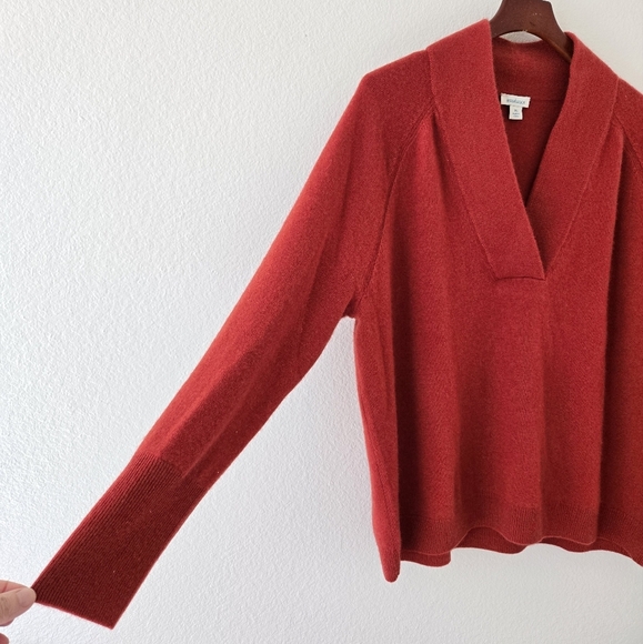 Sundance  Zadie 100% Cashmere Sweater V Neck Burnet Orange Color Size XL - Picture 6 of 14